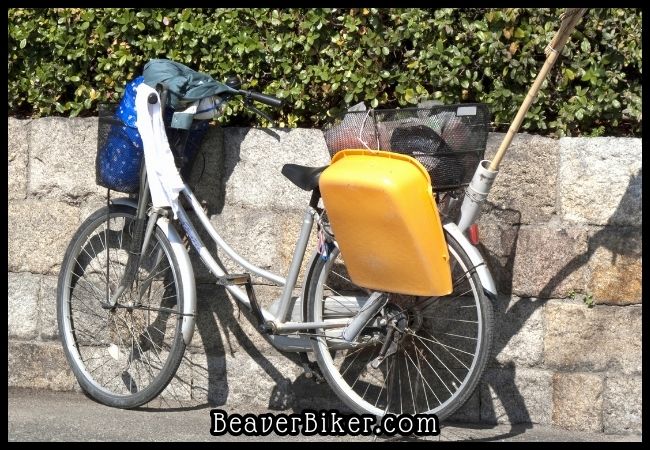 bike loaded with stuff