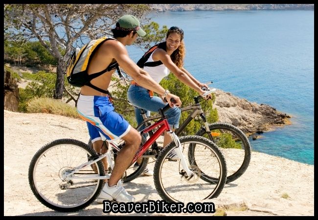Bike riders by the beach for leisure