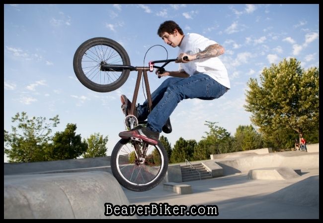 Biker on BMX stunt