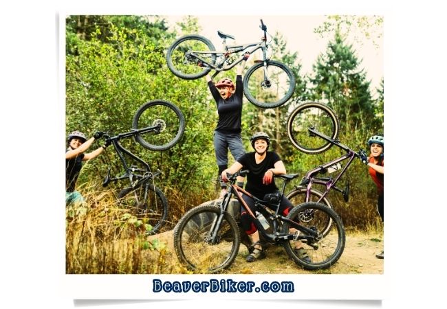 Women Cyclists with types of outdoor bikes