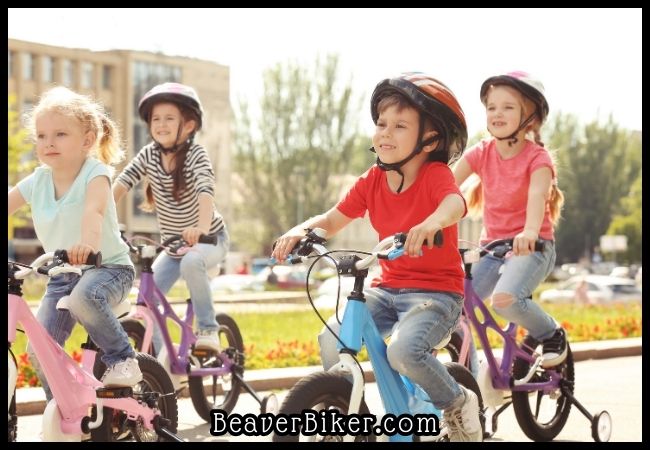 Kids with bikes on the road