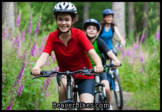 Kids biking on the trail leisurely
